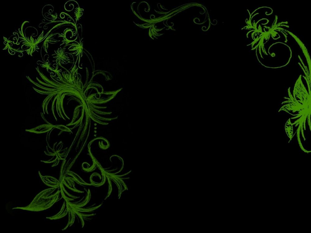 Зеленый узор на черном фоне