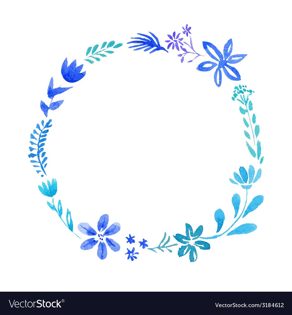Синие цветы по кругу вектор
