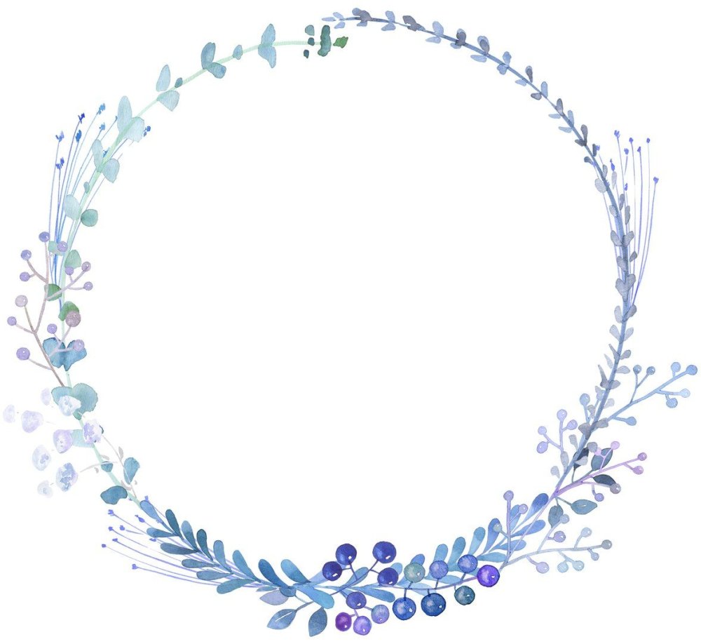 Круглая рамка с голубыми цветами