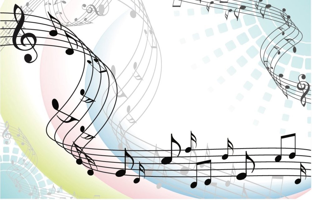 Цветные Ноты на прозрачном фоне