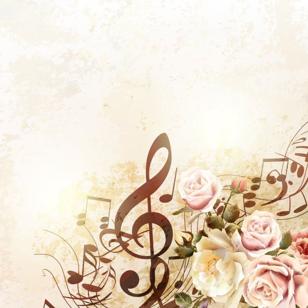 Фон Ноты и цветы