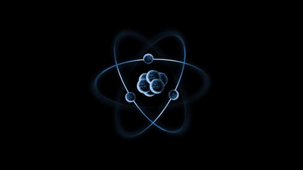 Атом на черном фоне