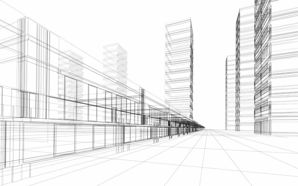 Архитектура на белом фоне