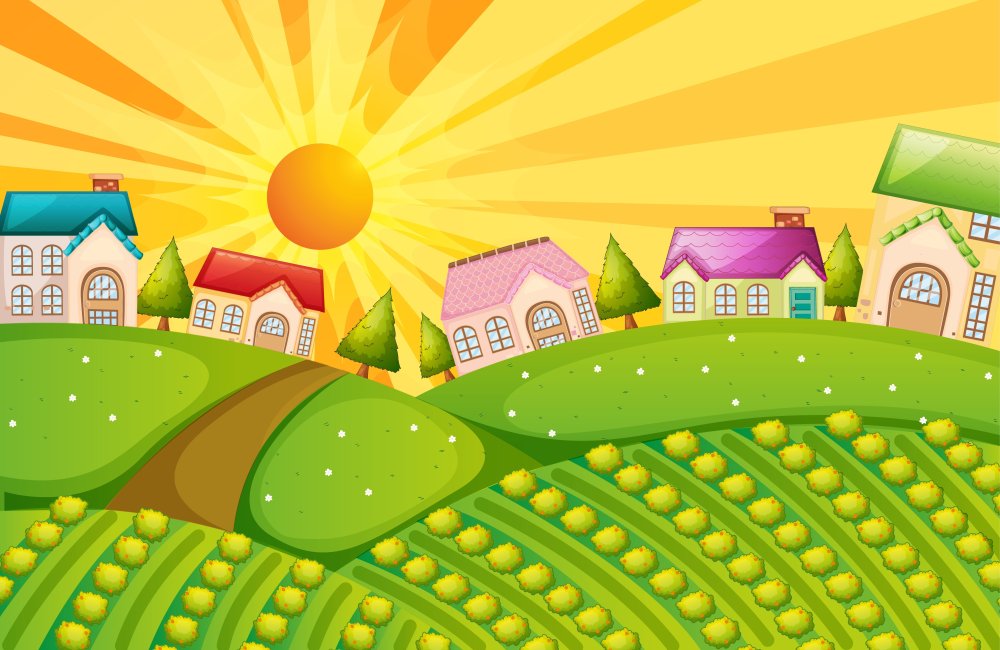 Солнечная деревня вектор