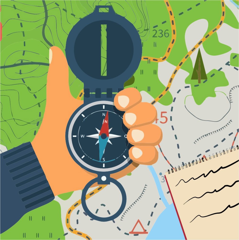 Дети с картой и компасом