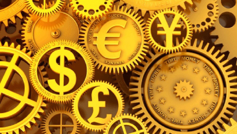 Золотые монеты на Красном фоне