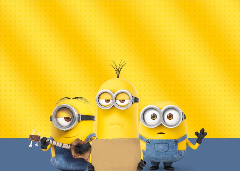 Миньоны на желтом фоне