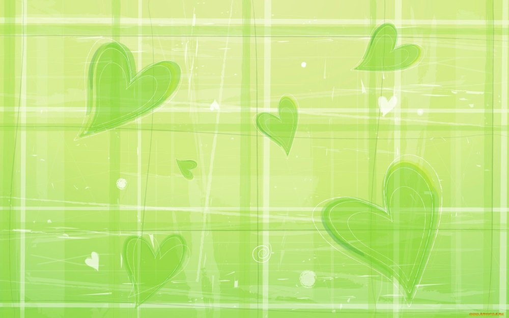 Светло зеленый фон с сердечками
