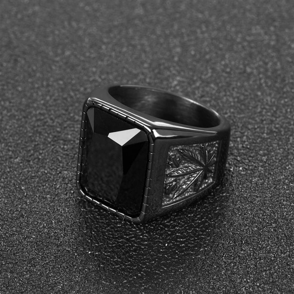 Jiayiqi men hiphop Ring 316l Stainless Steel Black/Red Stone Ring Rock Fashion male Jewelry