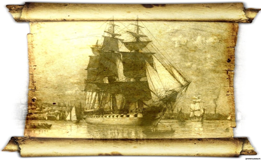 Корабль на старой бумаге