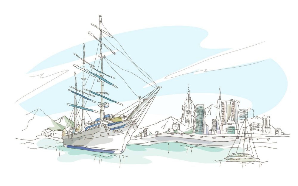 Морской порт рисунок