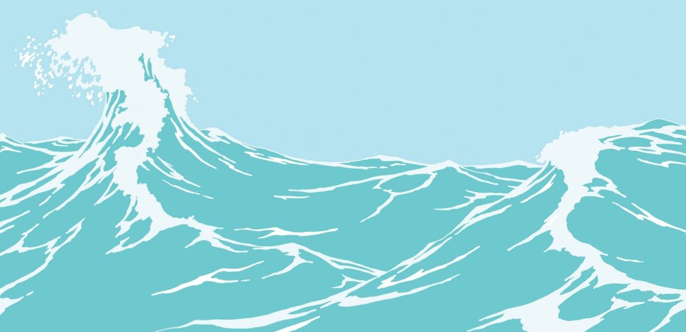 Море с волнами мультяшное