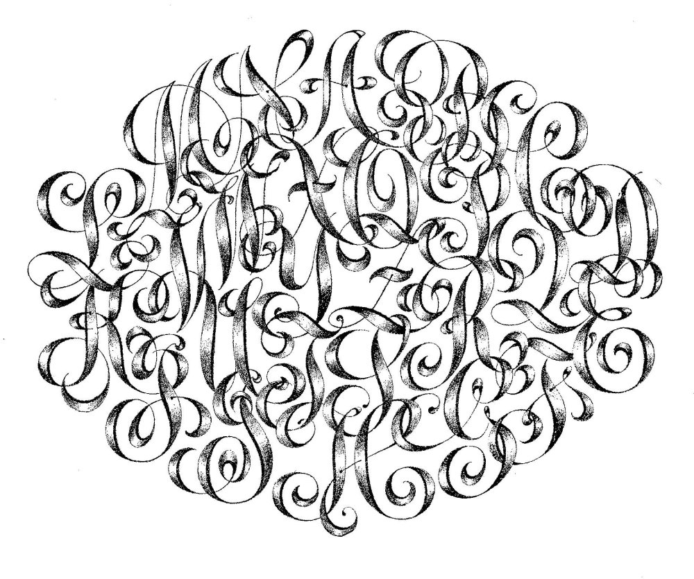 Каллиграфические буквы с вензелями