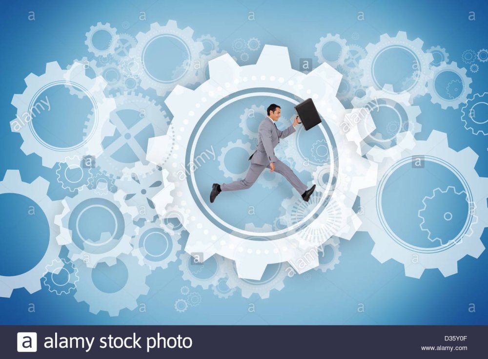 Голубые шестеренки на белом фоне