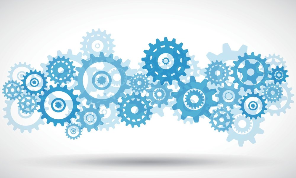 Шестеренки на синем фоне