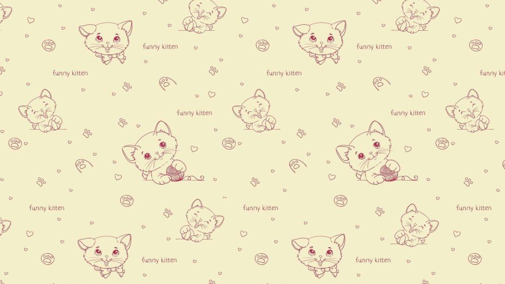 Котики на бежевом фоне