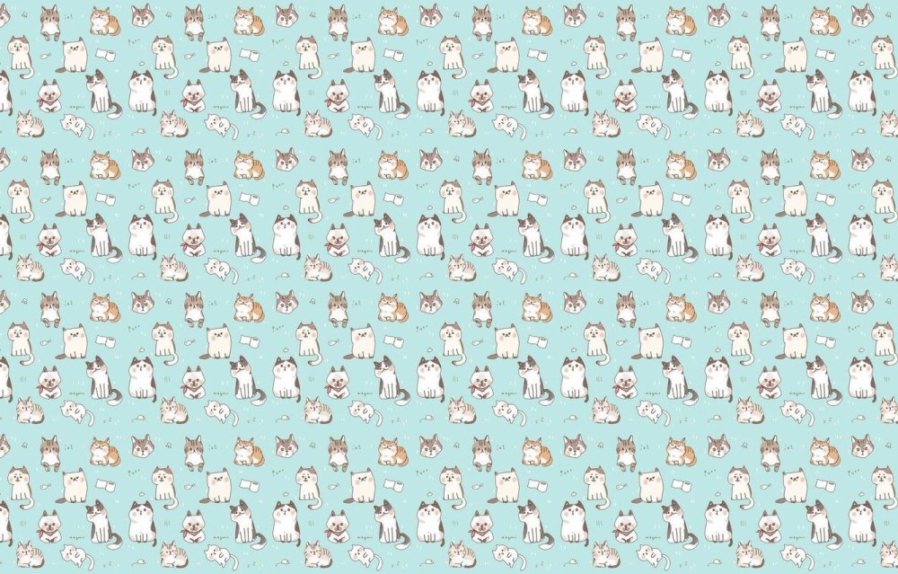 Много котов на голубом фоне