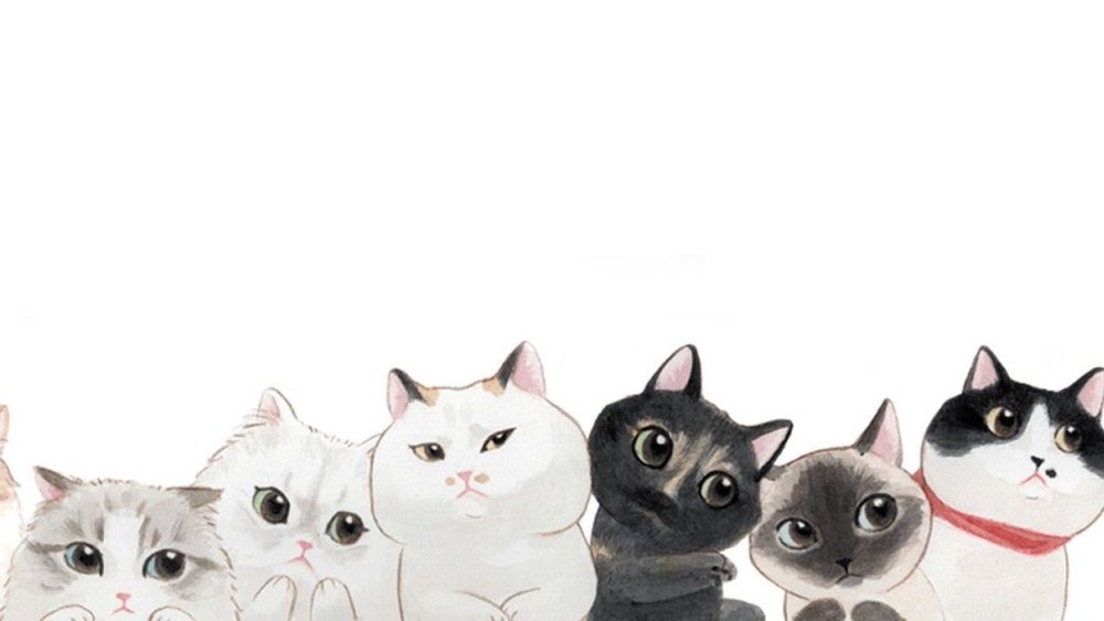 Коты в ряд рисунок