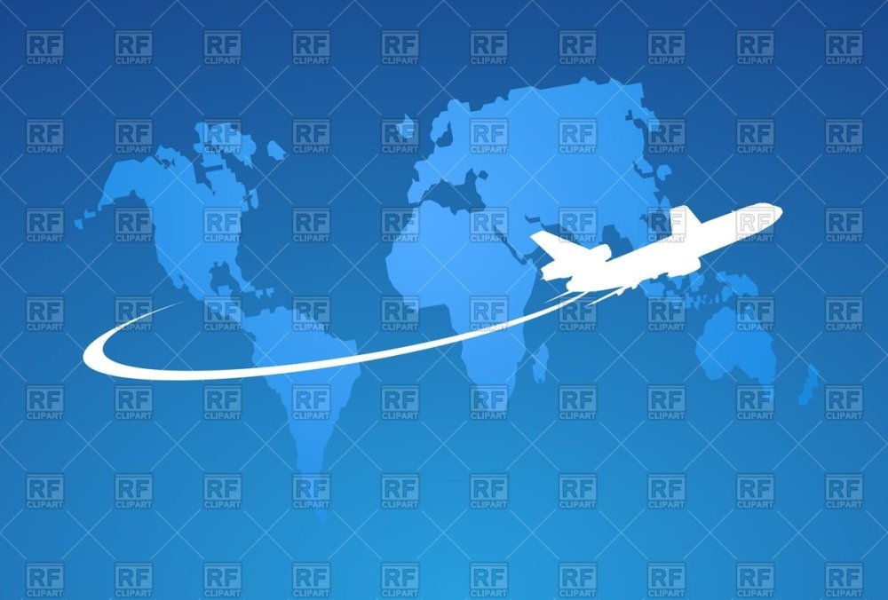 Самолет на фоне карты мира
