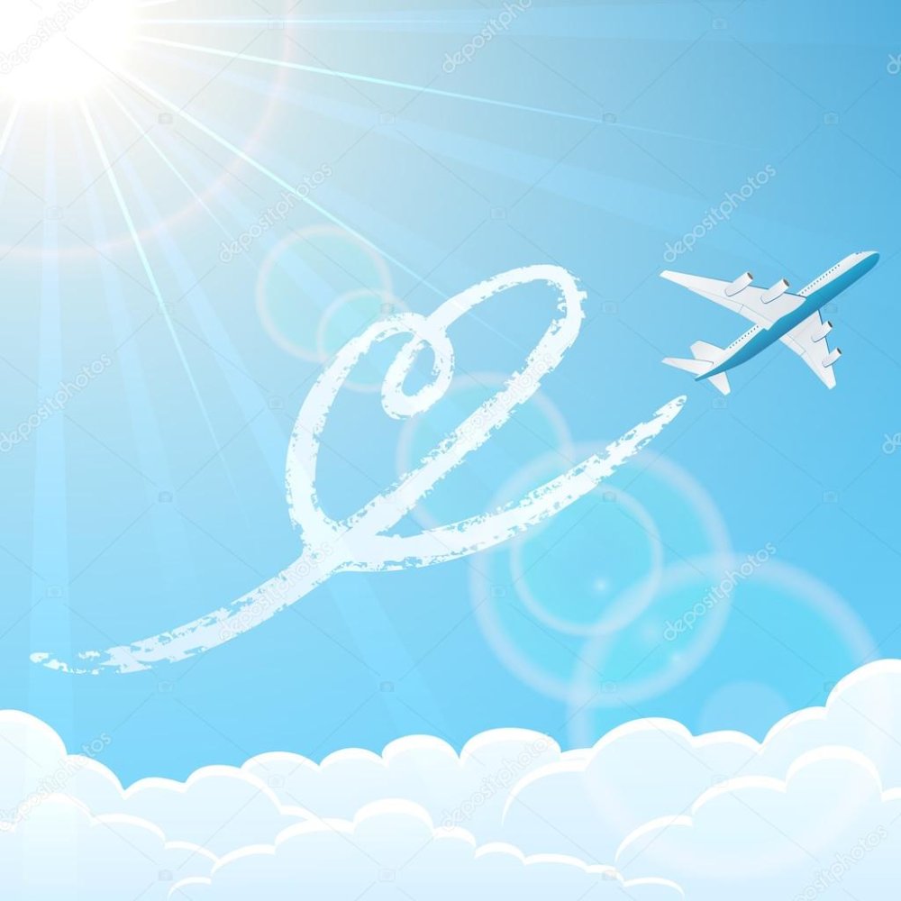 Нарисовать самолет в небе