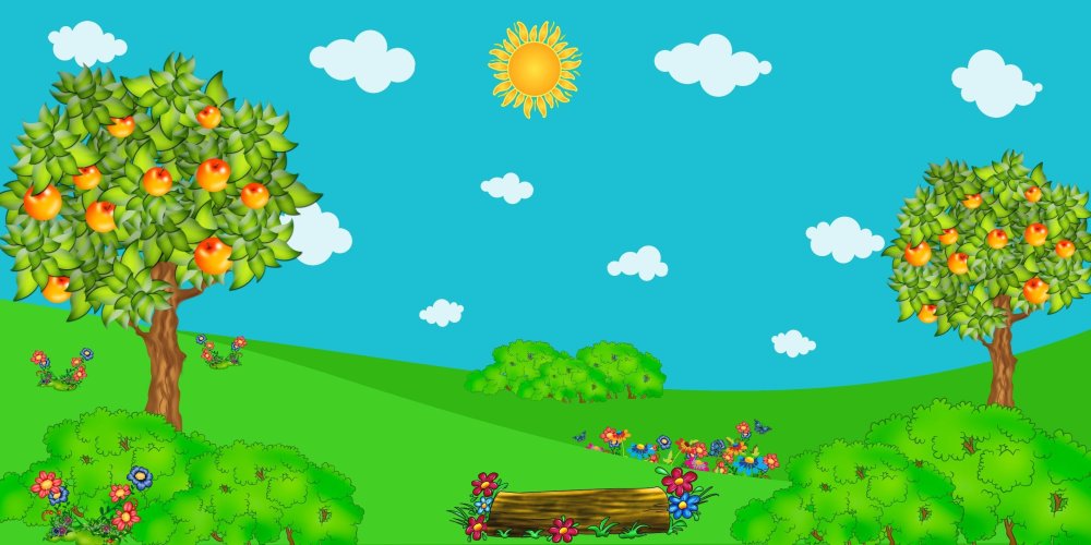 Поляна небо мультяшное