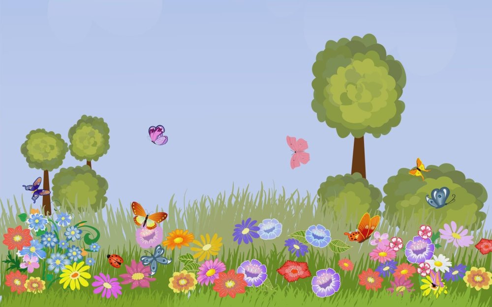 Лужайка с цветами для детей