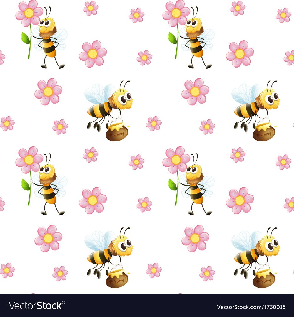 Цветочный фон с пчелками