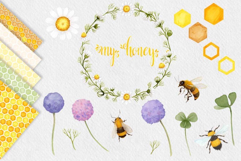 Соты акварель