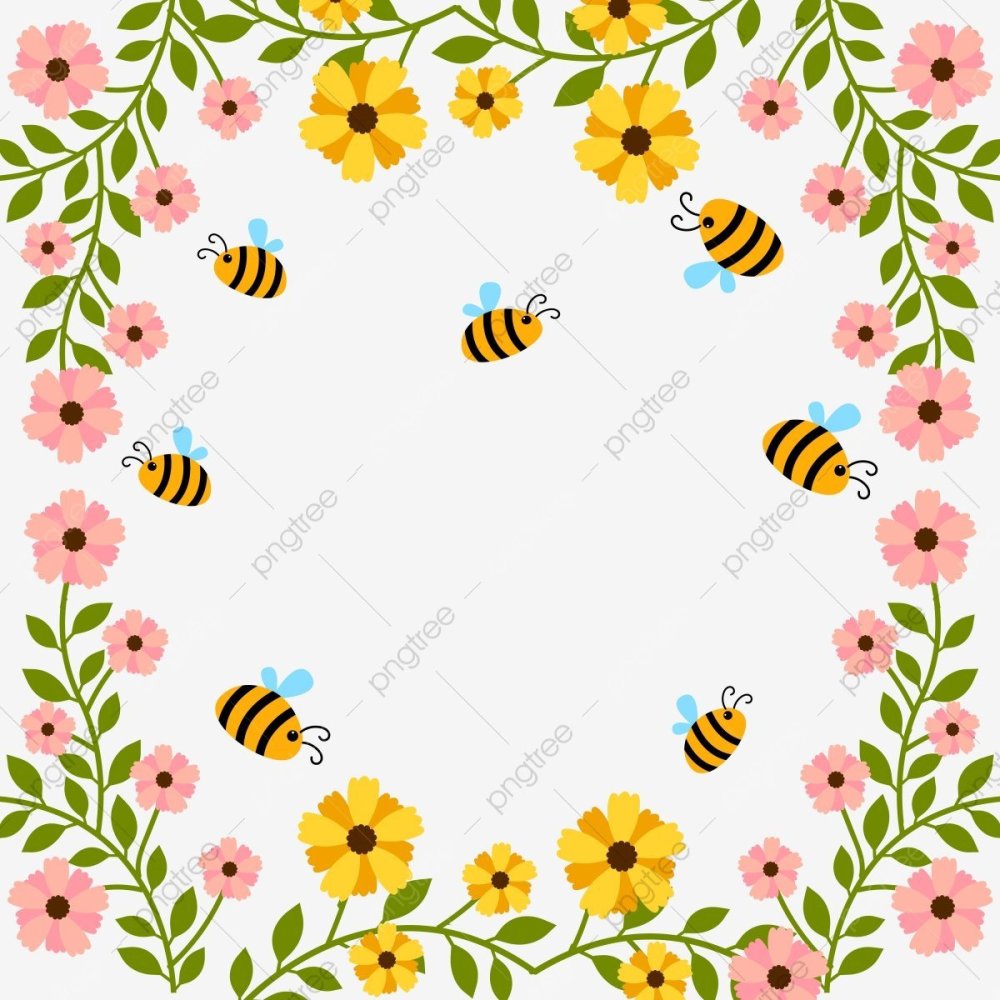 Цветочный фон с пчелками