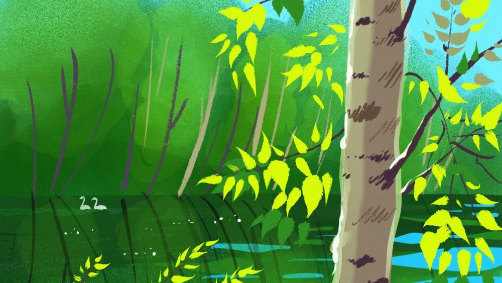 Пейзаж с березами