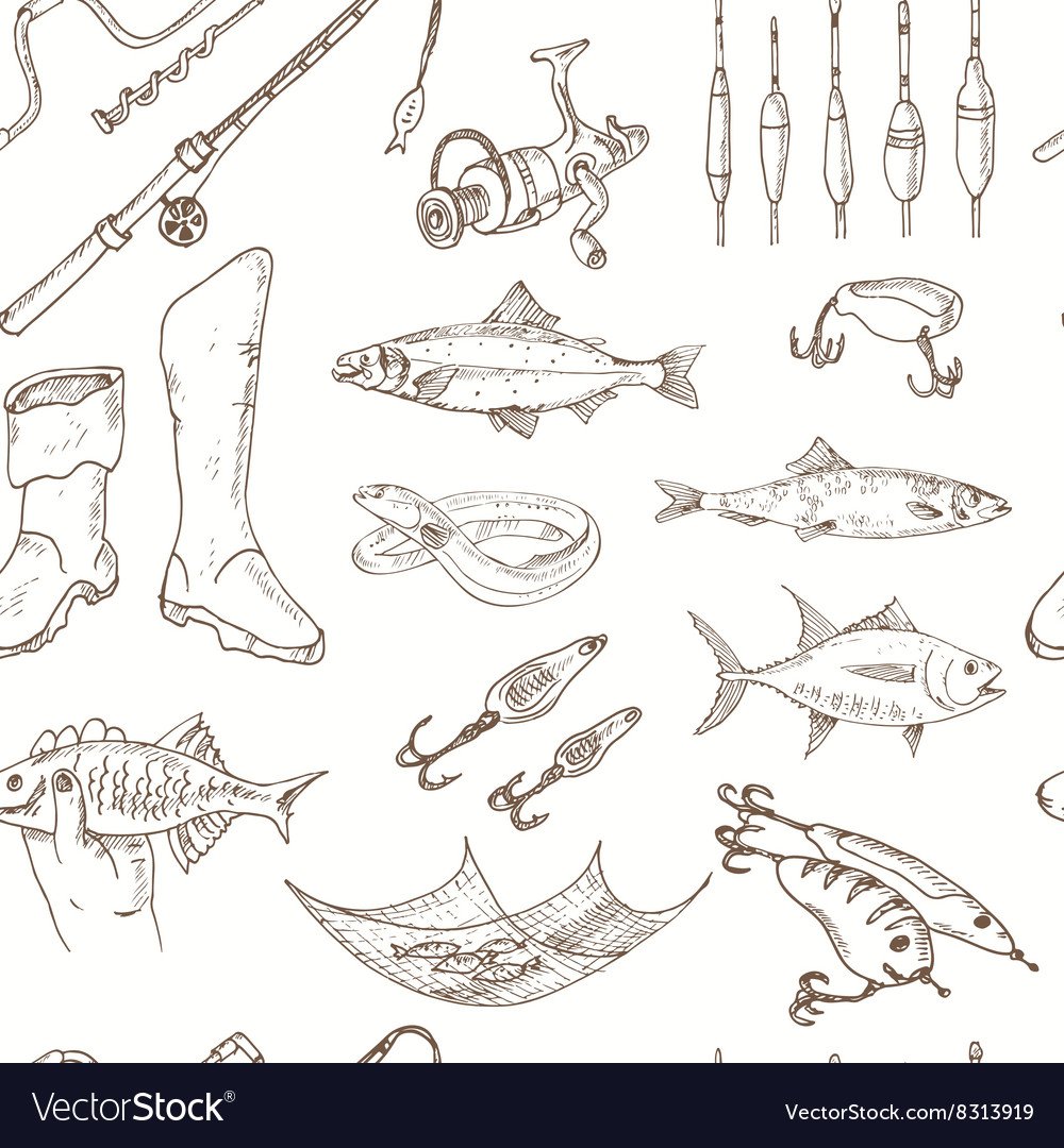Скетчи рыболовные снасти