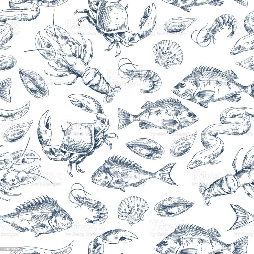 Рыбный фон вектор