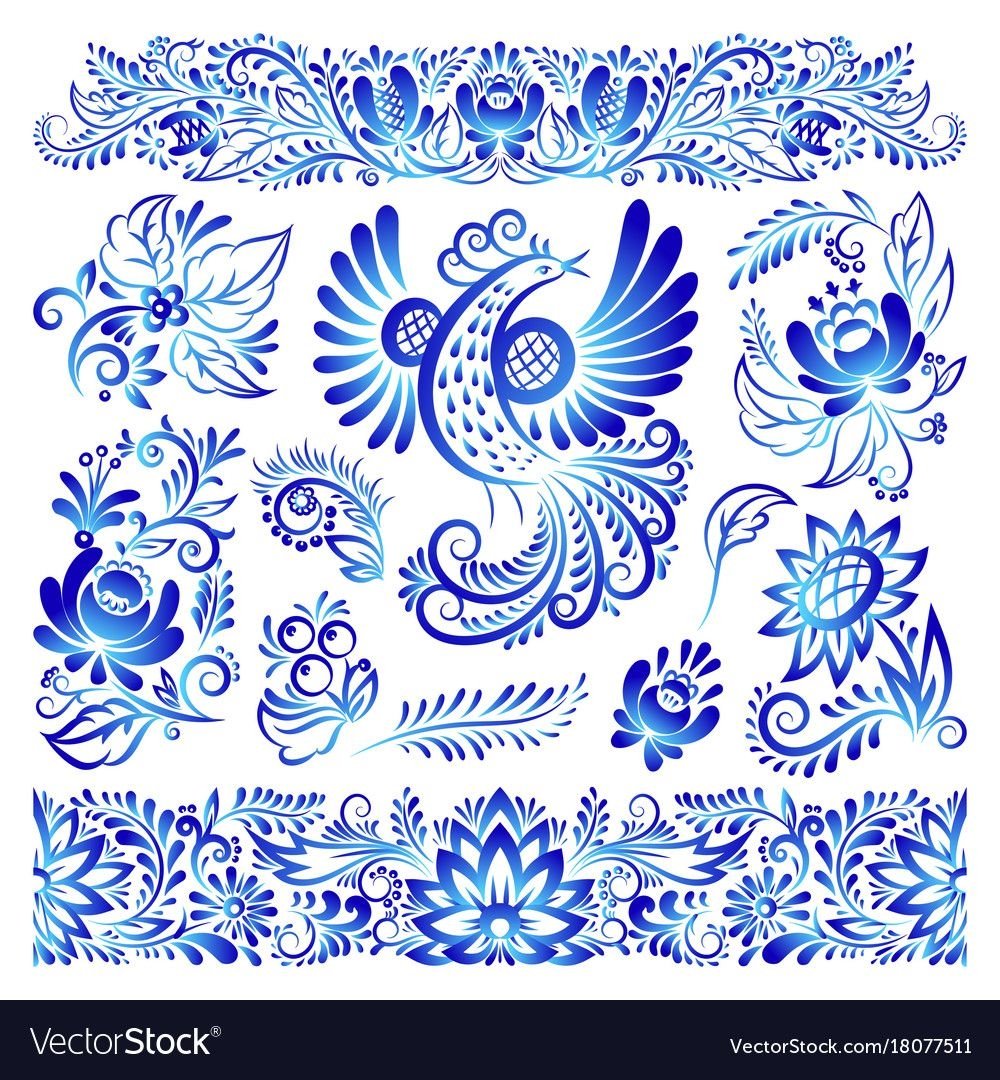 Гжельская роспись орнаментальная роспись