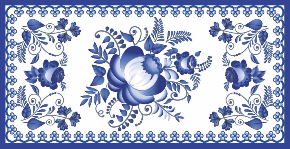 Узор Гжель в квадрате
