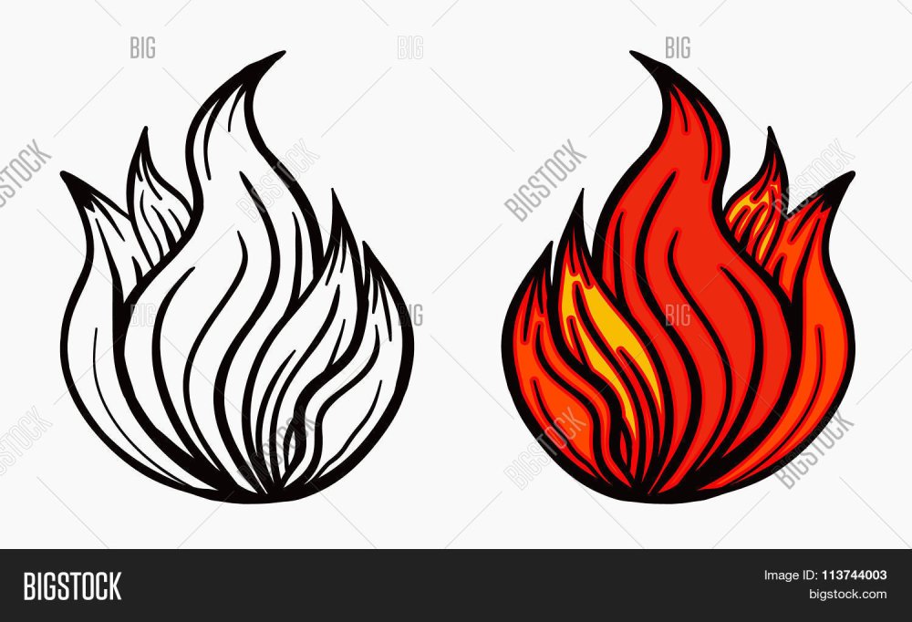 Огонь черный контур