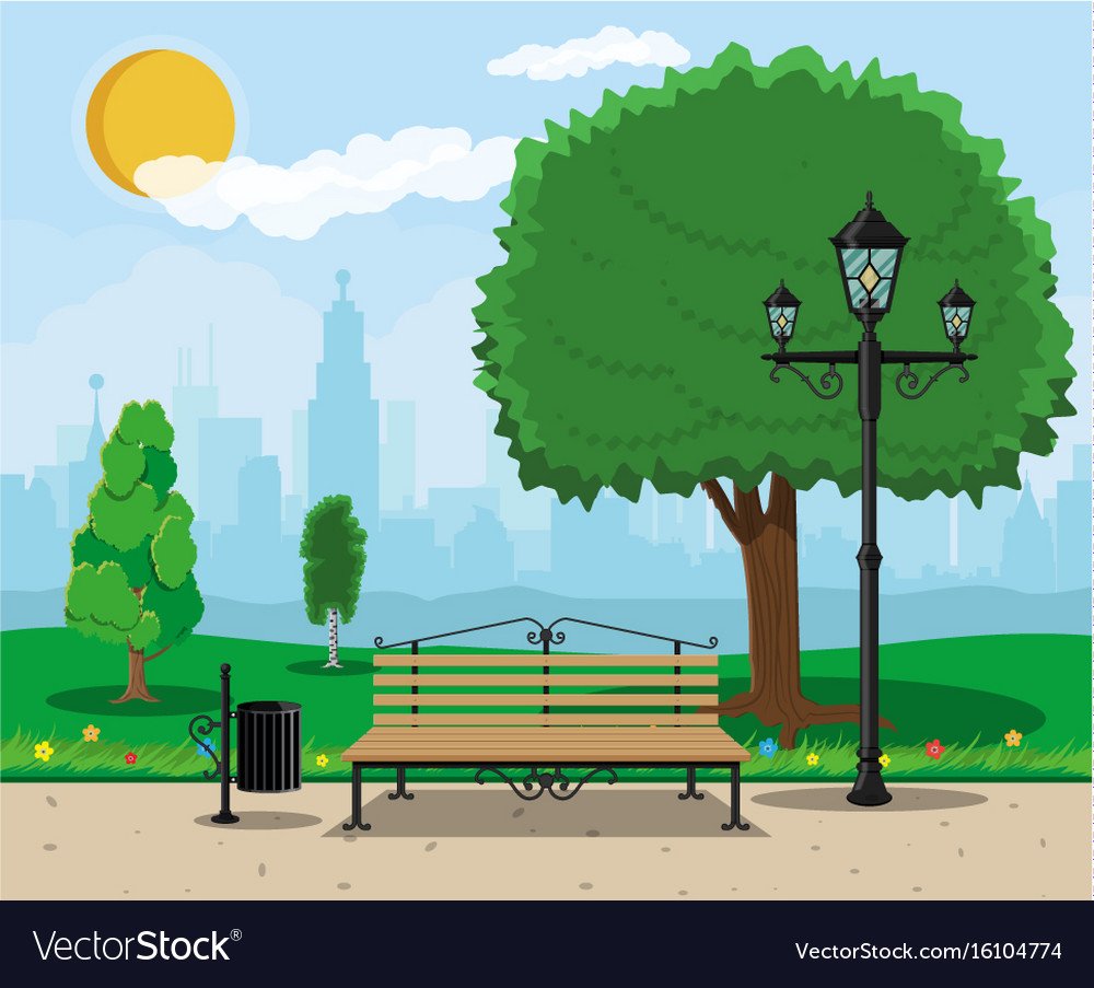 Фонари в парке мультяшно