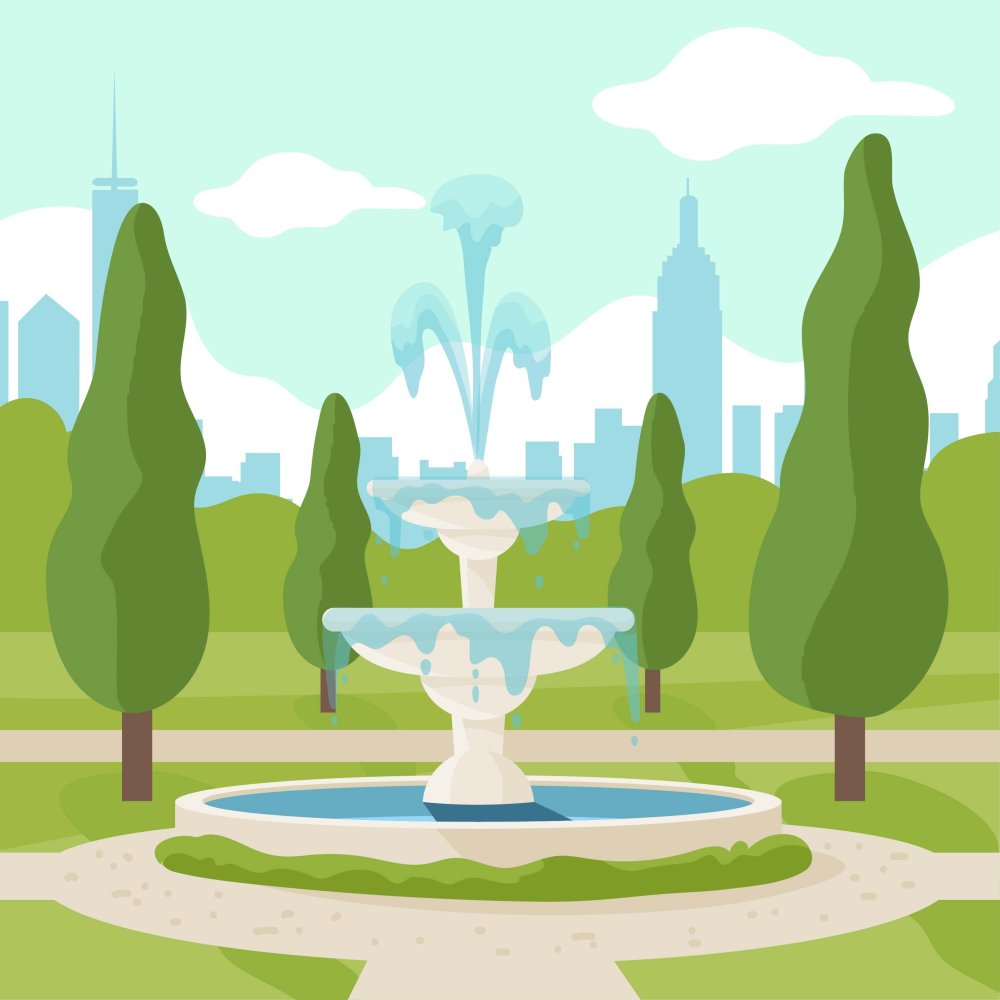 Силуэт скамеек и фонарей города для детей