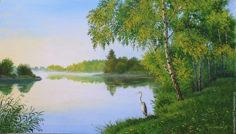 Березовая роща деревня река