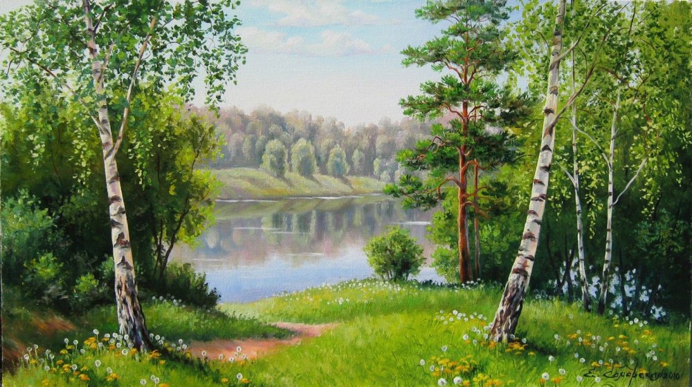 Художник Абакумов Березовая роща