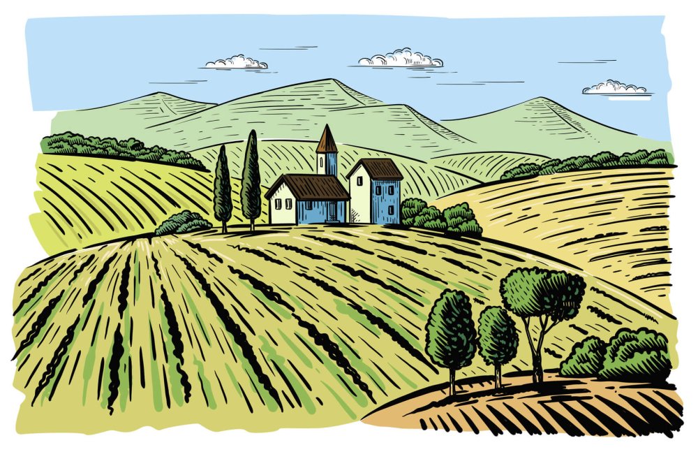 Жизнь в деревне вектор