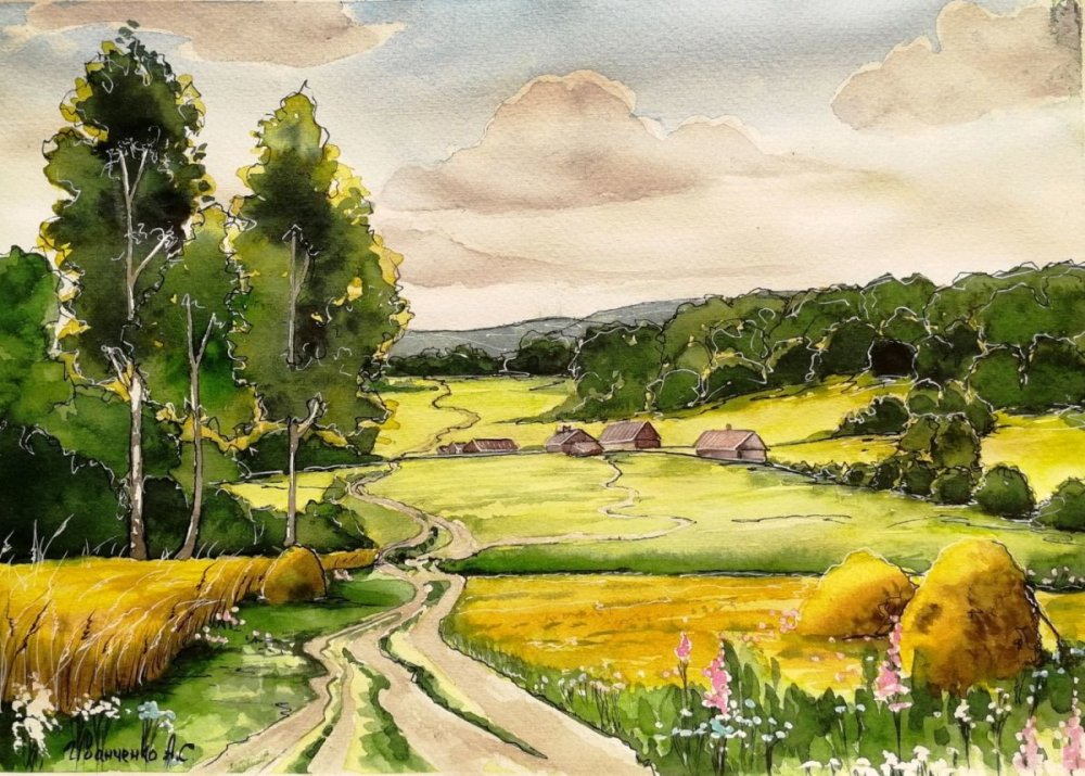 Поле гуашью