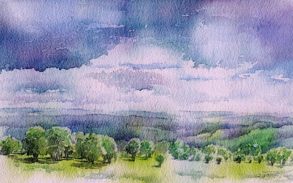 Летний пейзаж акварелью Вероника Калачева