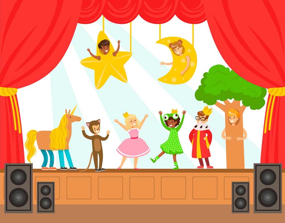 Дети в театре мультяшные