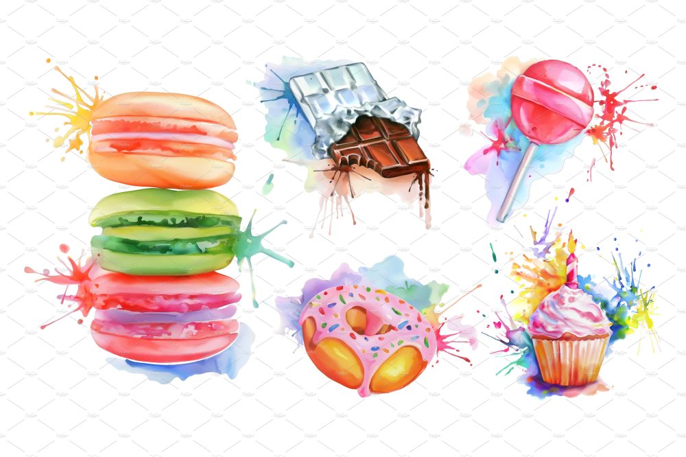 Кондитерские изделия акварель