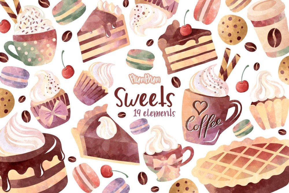 Сладости акварель