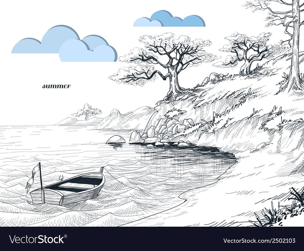 Пейзаж простым карандашом