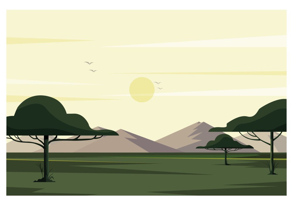 Простые векторные иллюстрации пейзаж
