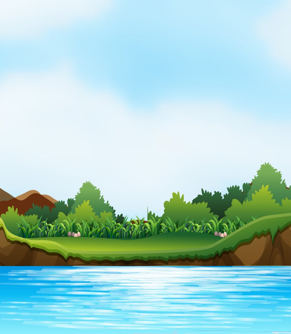 Берег реки мультяшный