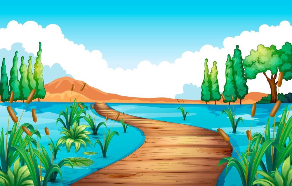 Мультяшный пейзаж природы