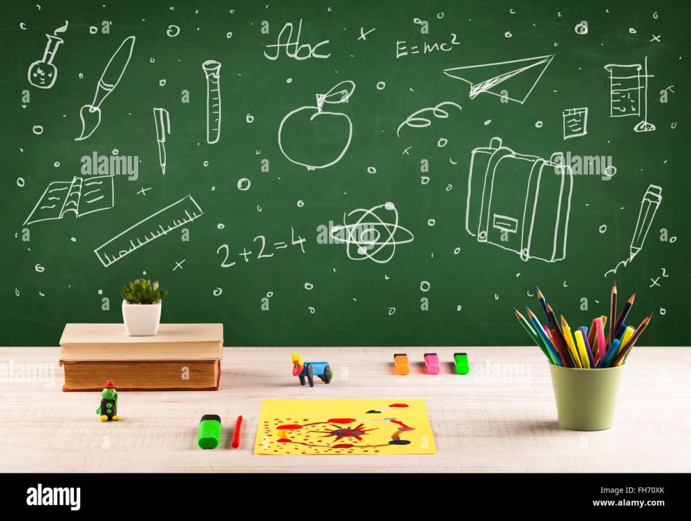 Школьная доска с предметами